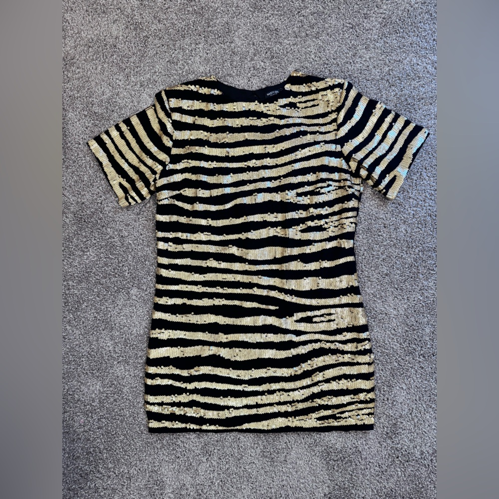 Nasty Gal Black and Gold Sequin Dress